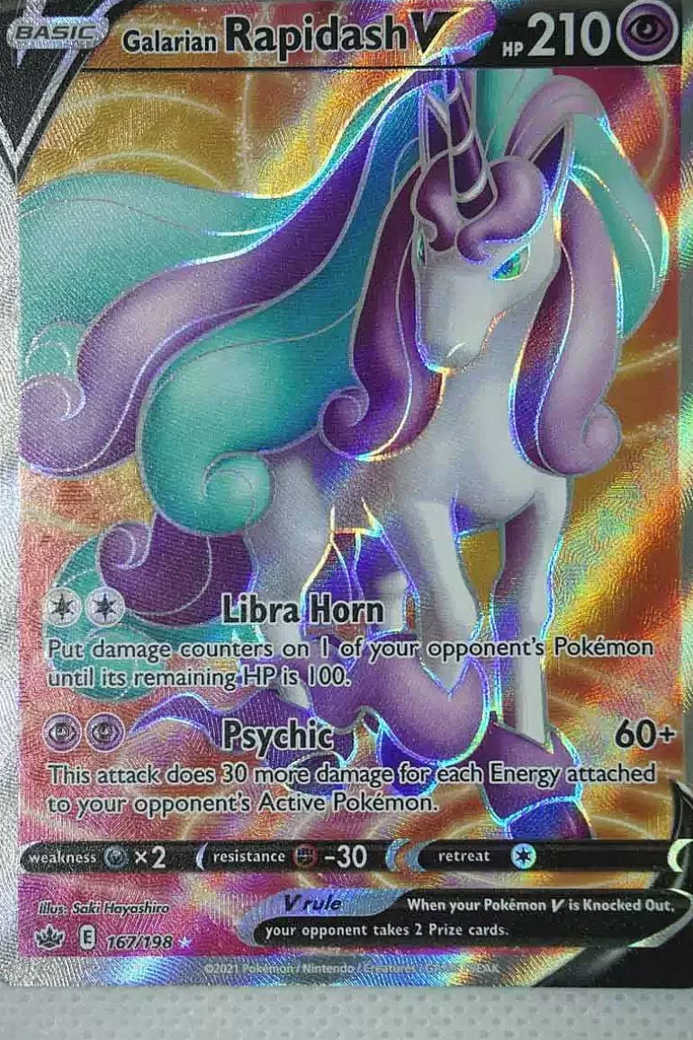 Pocket Monster Pokémon Kort-Galarian Rapidash V 167/198 Full Art