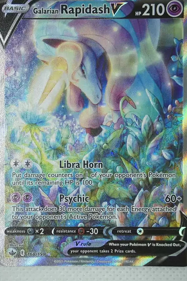 Pocket Monster Pokémon Kort-Galarian Rapidash V 168/198 Full Art