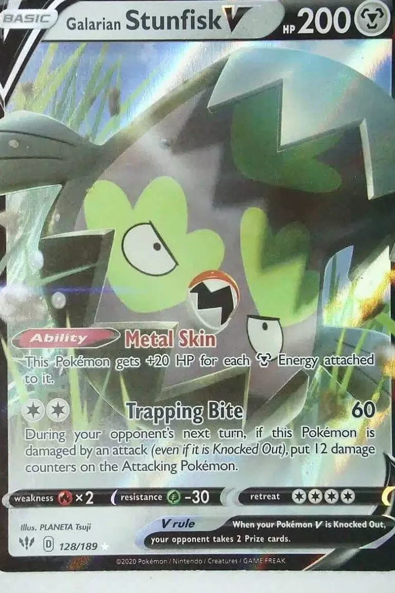 Pocket Monster Pokémon Kort-Galarian Stunfisk V 128/189