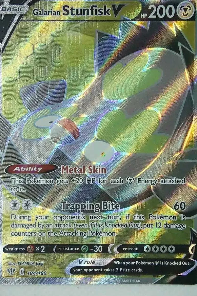 Pocket Monster Pokémon Kort-Galarian Stunfisk V 184/189 Full Art
