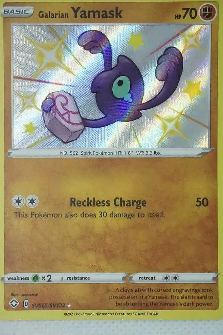 Pocket Monster Pokémon Kort-Galarian Yamask Sv065/Sv122 Shiny Rare