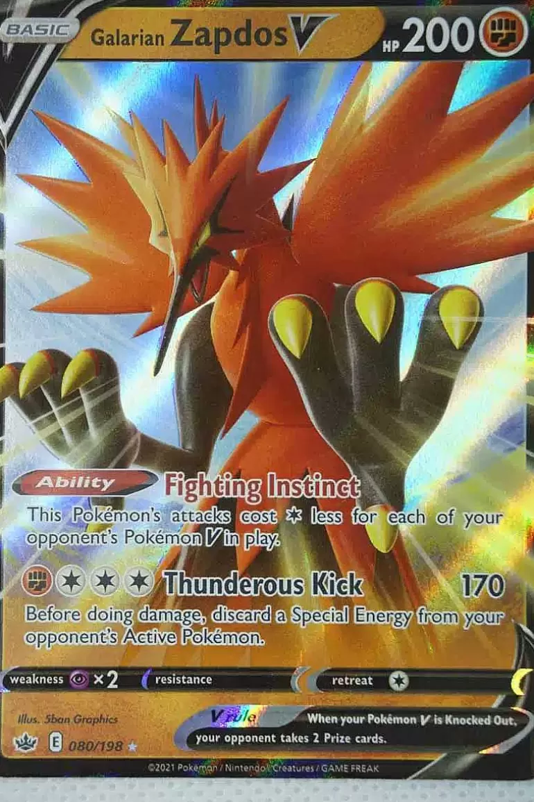 Pocket Monster Pokémon Kort-Galarian Zapdos V 080/198