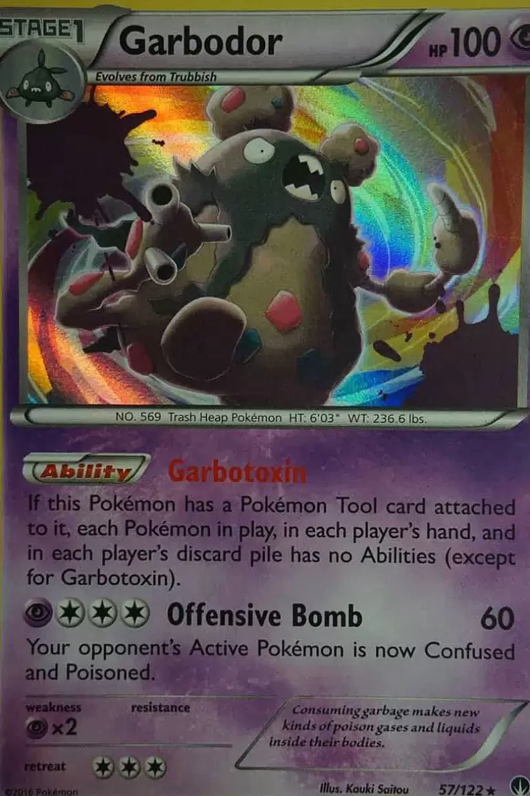 Pocket Monster Pokémon Kort-Garbodor 57/122 Holo Rare