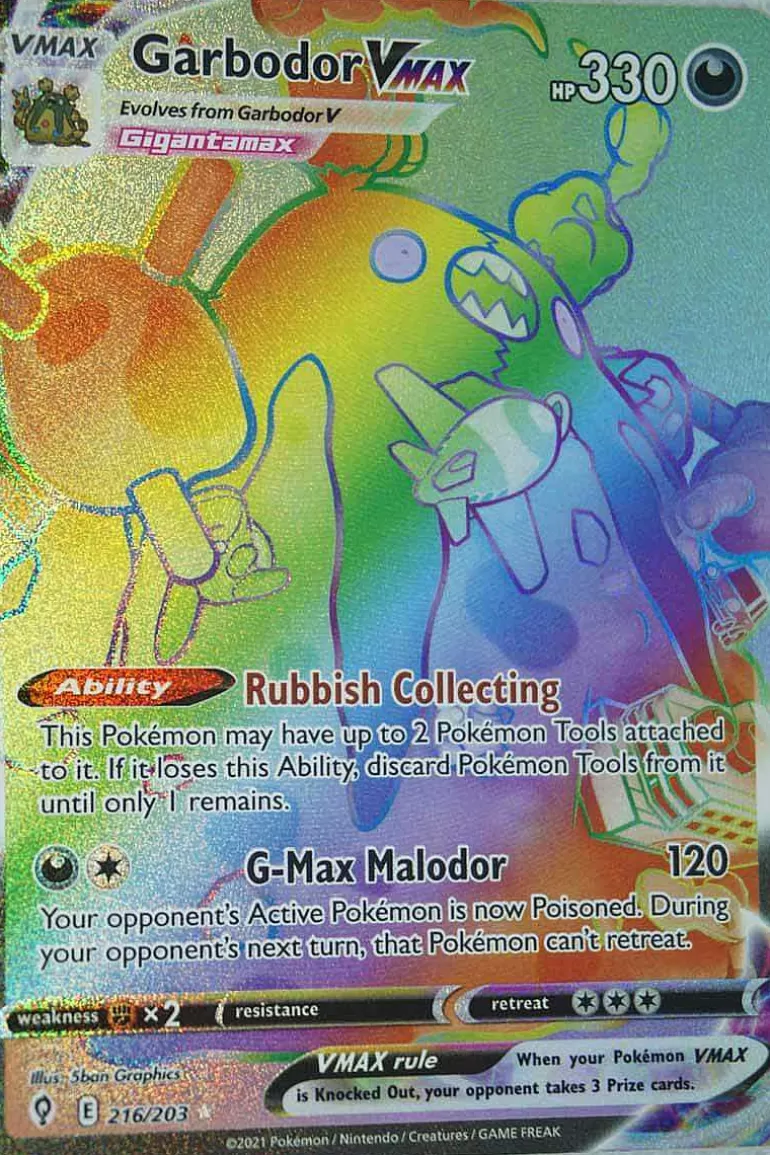 Pocket Monster Pokémon Kort-Garbodor Vmax 216/203 Hyper Rare