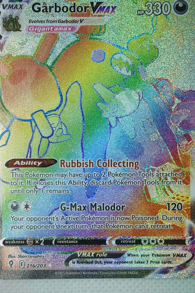 Pocket Monster Pokémon Kort-Garbodor Vmax 216/203 Hyper Rare