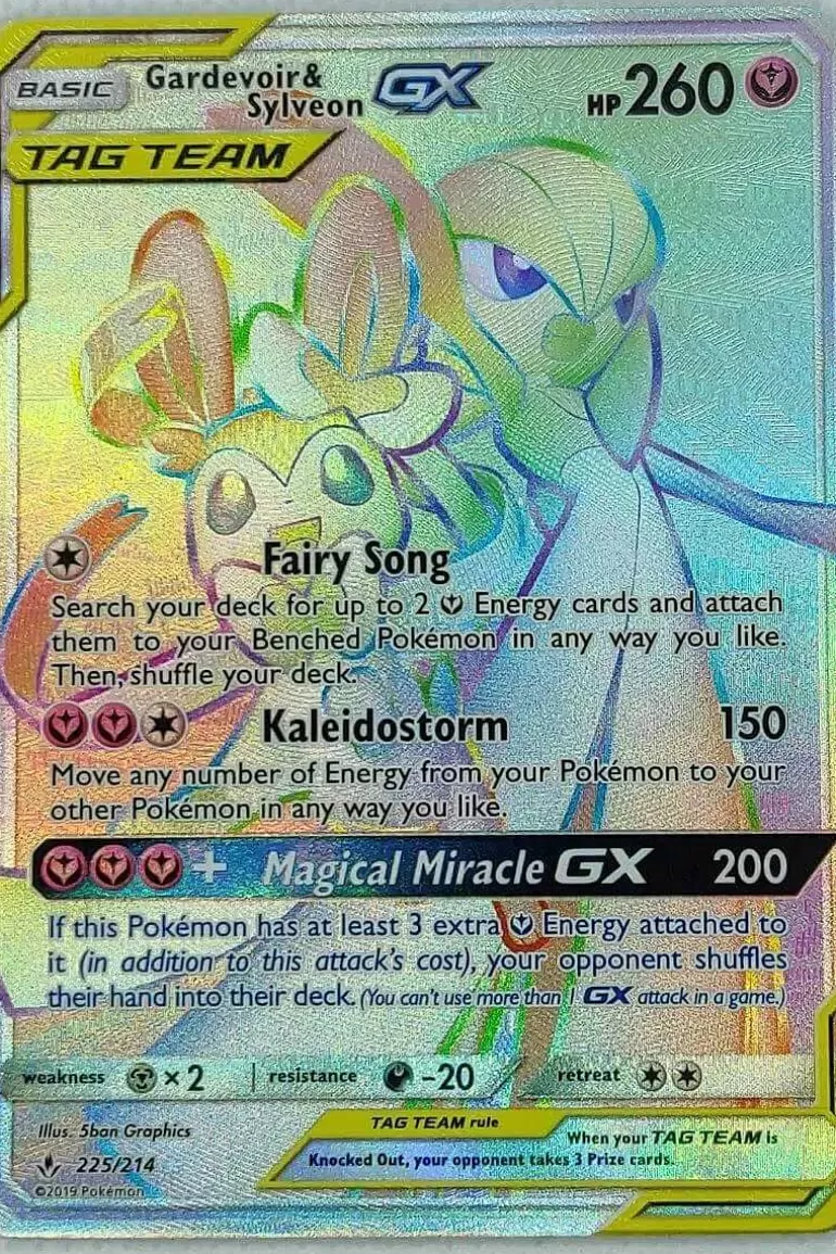 Pocket Monster Pokémon Kort-Gardevoir & Sylveon Gx 225/214 Hyper Rare