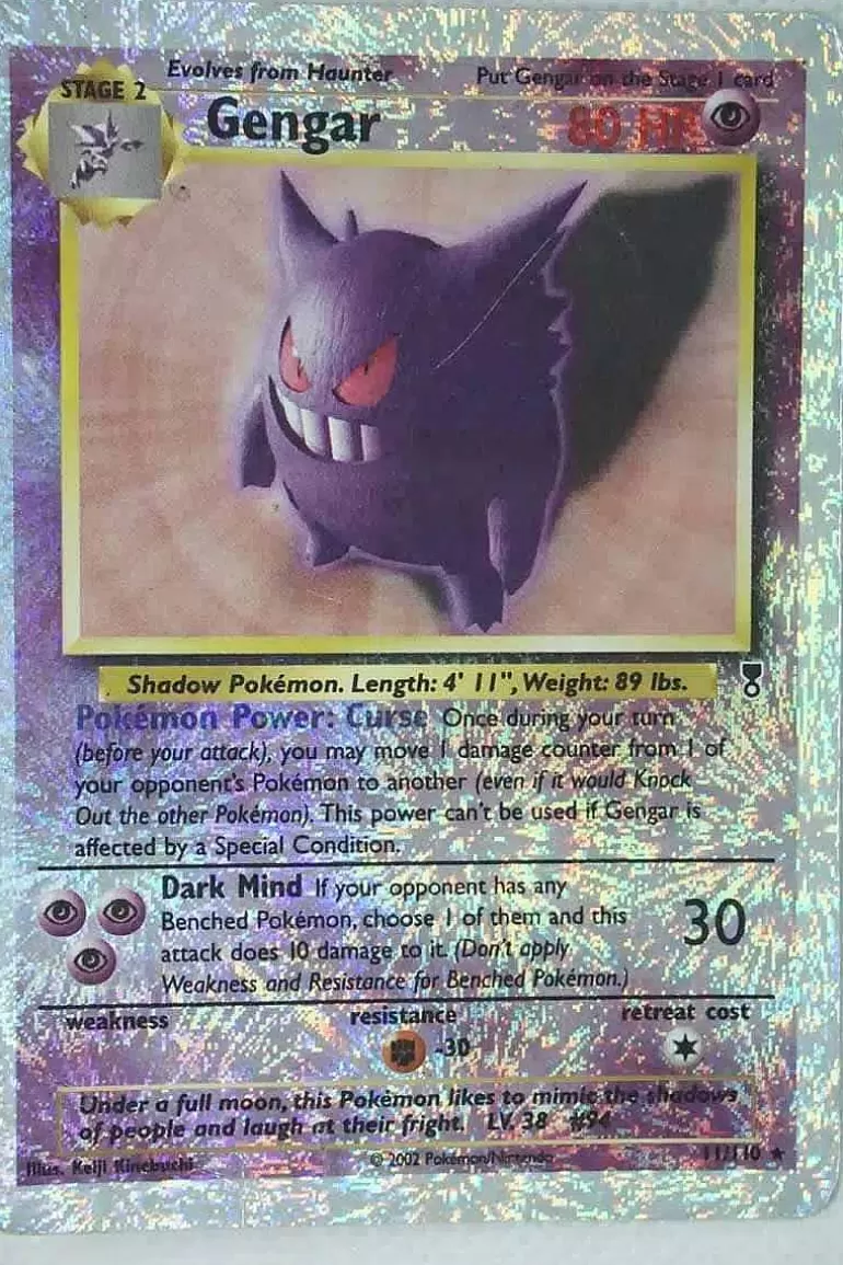 Pocket Monster Pokémon Kort-Gengar 11/110 Special Holo Edition Brugt
