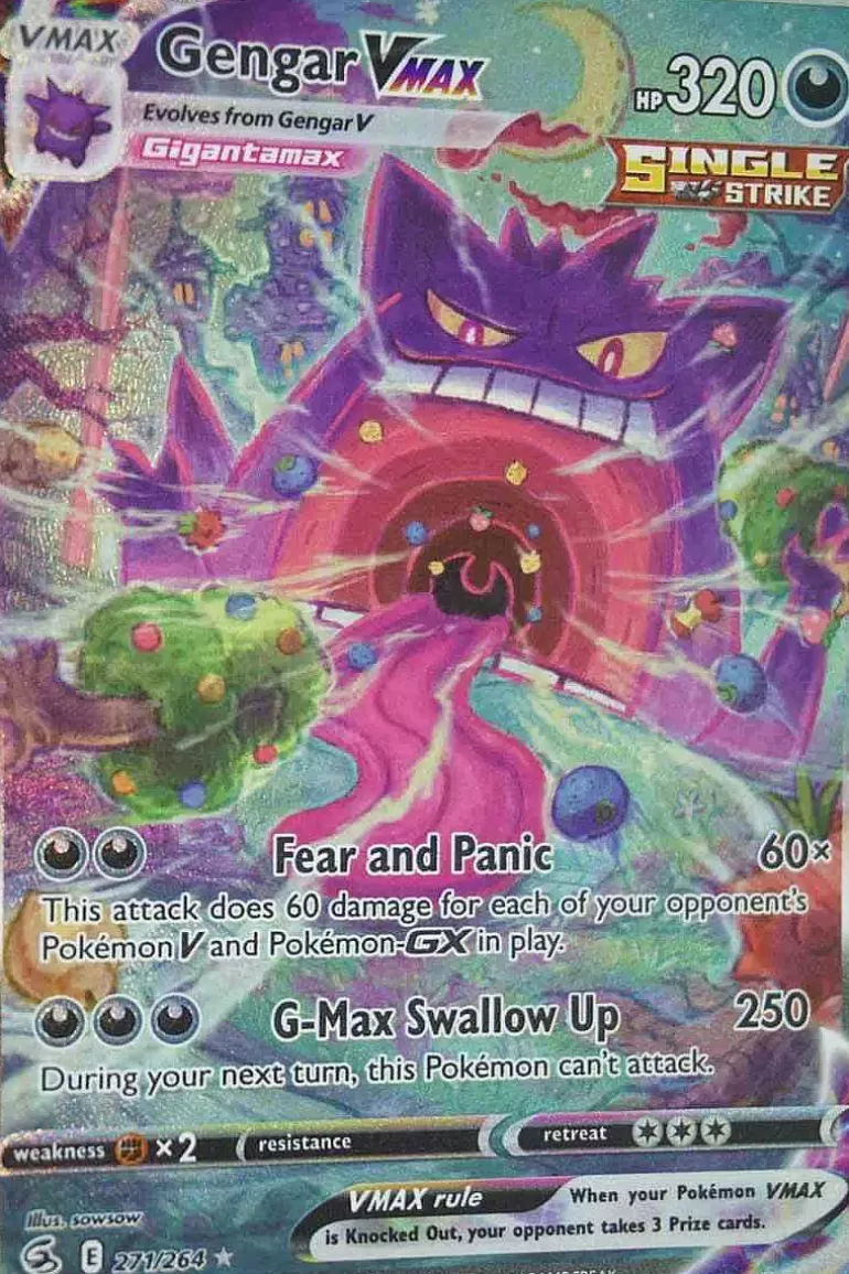 Pocket Monster Pokémon Kort-Gengar Vmax 271/264 Alternate Art Secret Rare