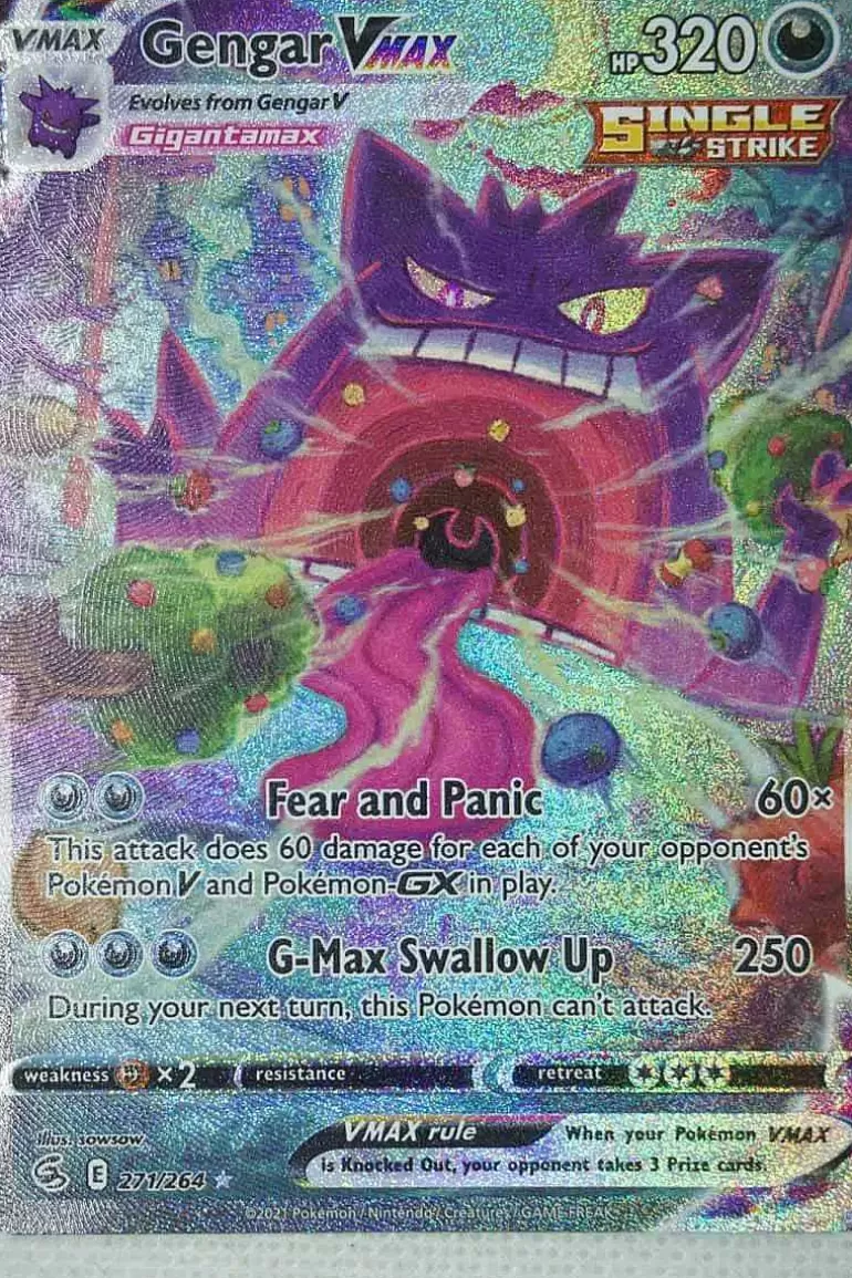 Pocket Monster Pokémon Kort-Gengar Vmax 271/264 Alternate Art Secret Rare