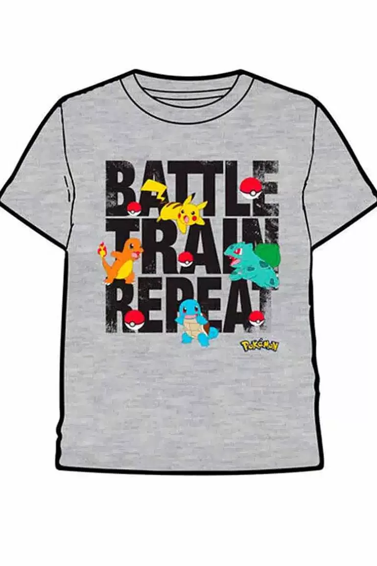 Pocket Monster Pokémon Til Børneværelset-Gra Battle Train Repeat T Shirt Born