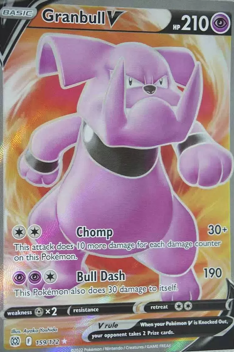 Pocket Monster Pokémon Kort-Granbull V 159/172 Full Art