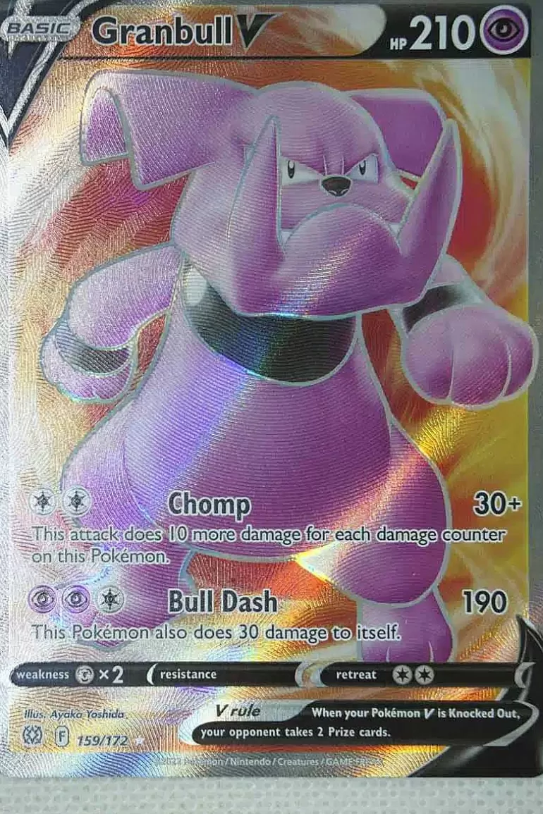 Pocket Monster Pokémon Kort-Granbull V 159/172 Full Art