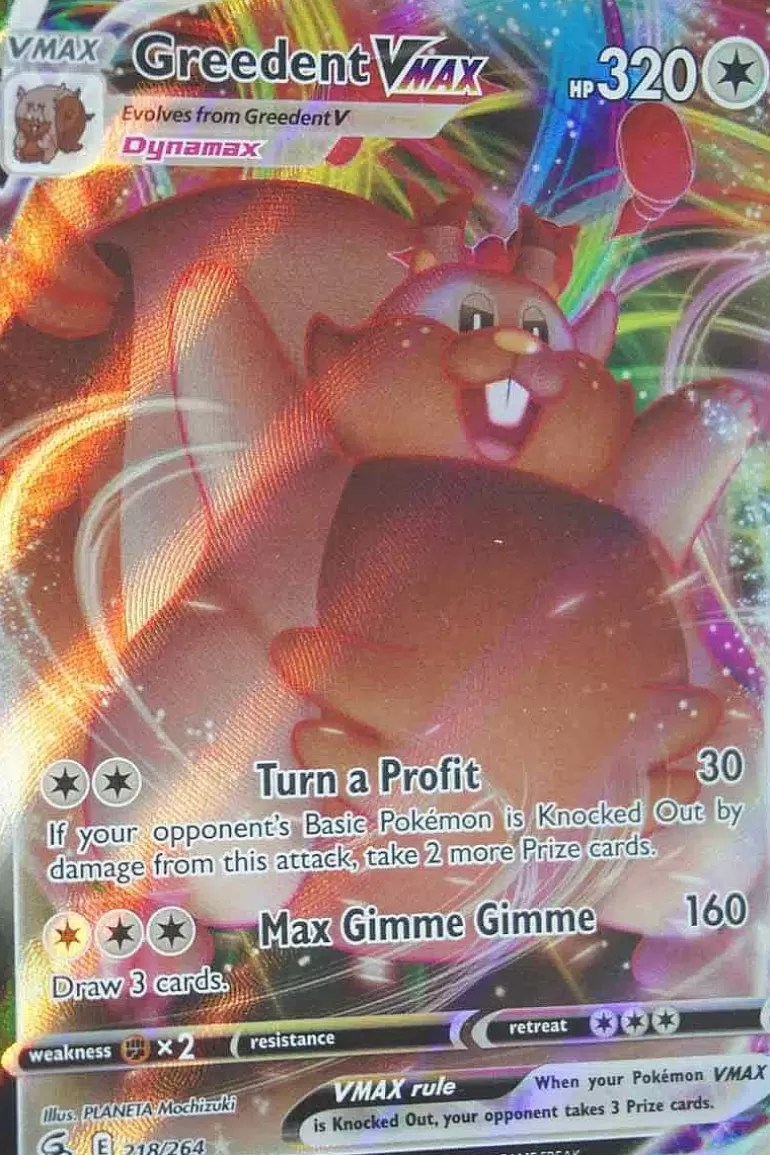Pocket Monster Pokémon Kort-Greedent Vmax 218/264