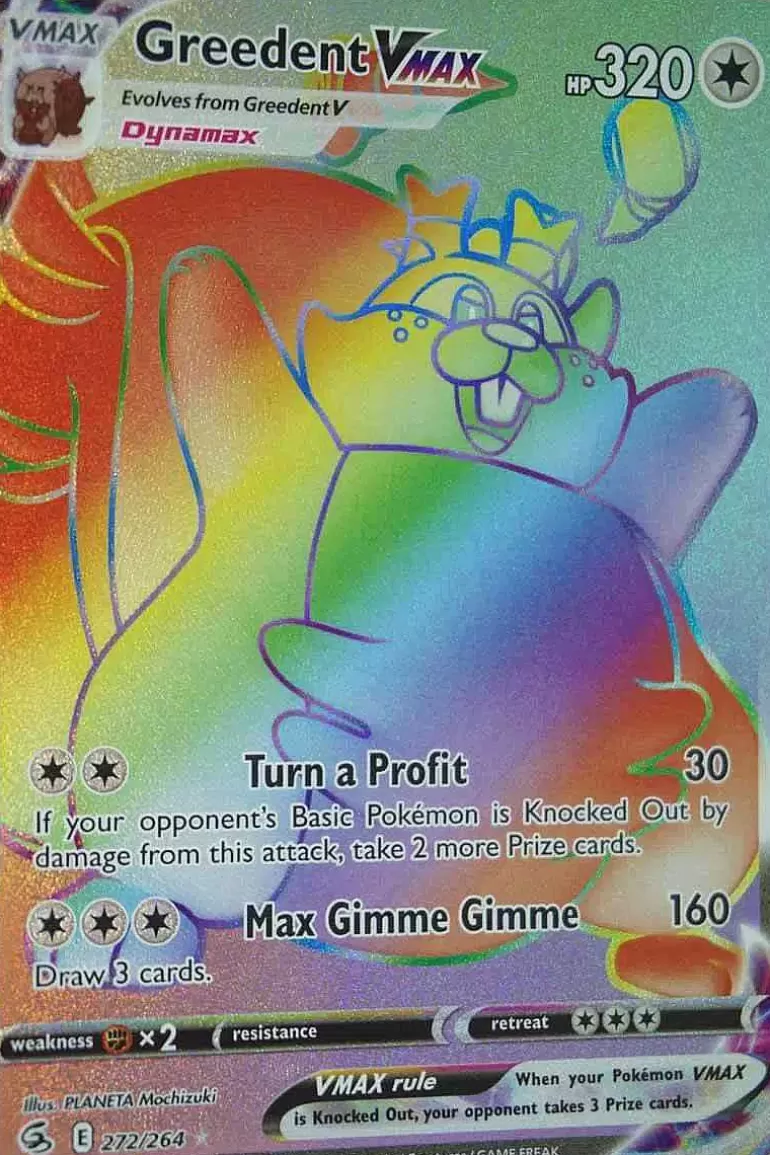 Pocket Monster Pokémon Kort-Greedent Vmax 272/264 Hyper Rare