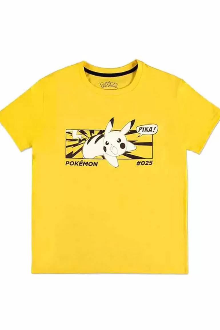 Pocket Monster Pokémon Til Børneværelset-Gul Pikachu I Angreb T Shirt Medium