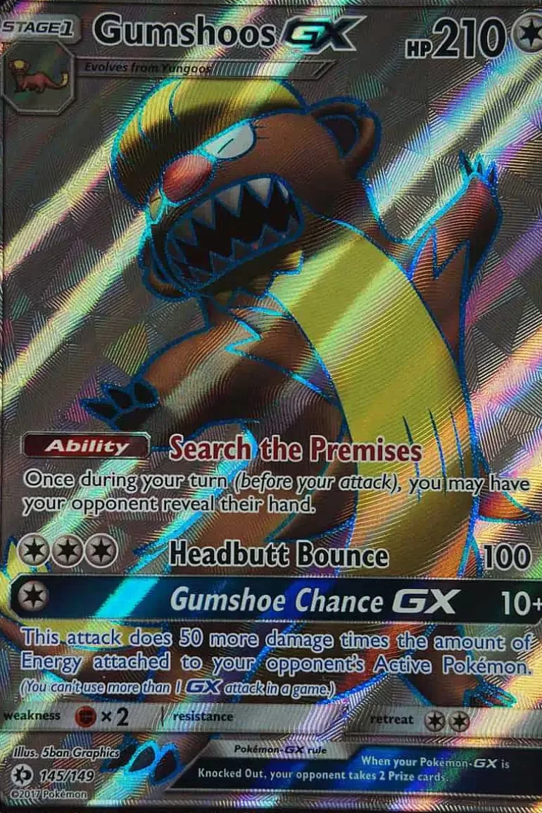 Pocket Monster Pokémon Kort-Gumshoos Gx 145/149 Full Art