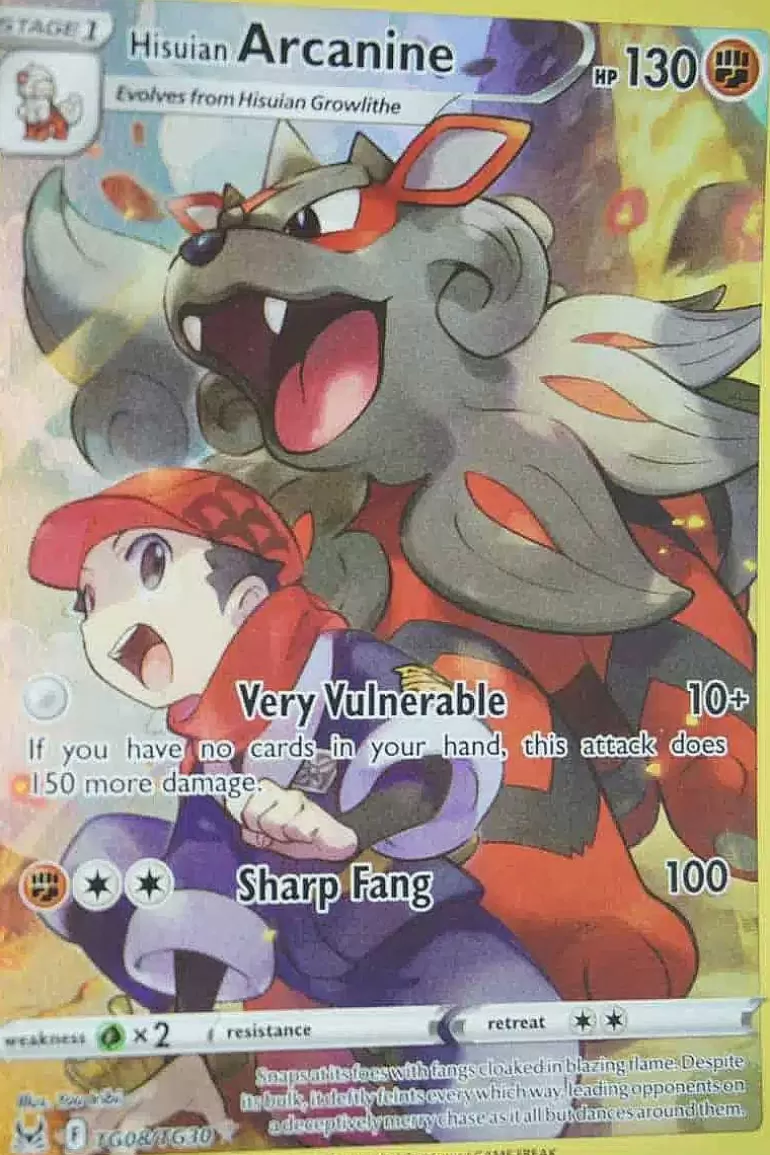 Pocket Monster Pokémon Kort-Hisuian Arcanine Tg08/Tg30 Holo Rare