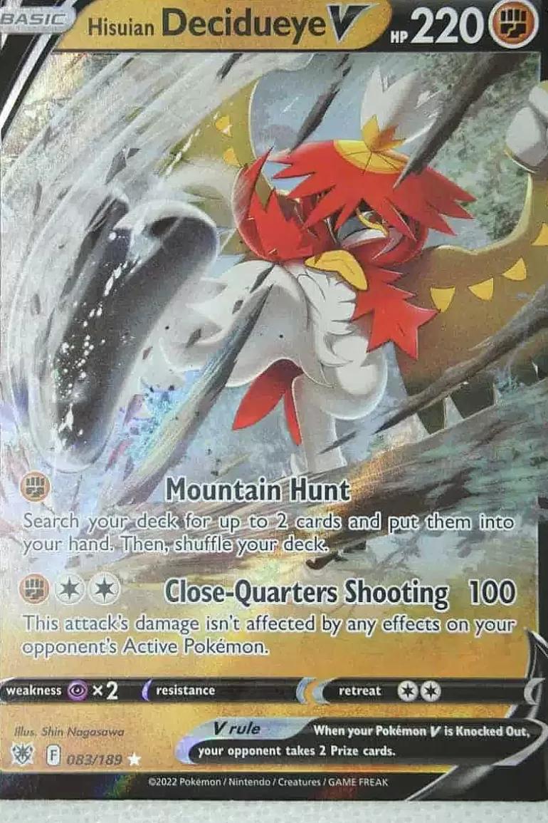 Pocket Monster Pokémon Kort-Hisuian Decidueye V 083/189
