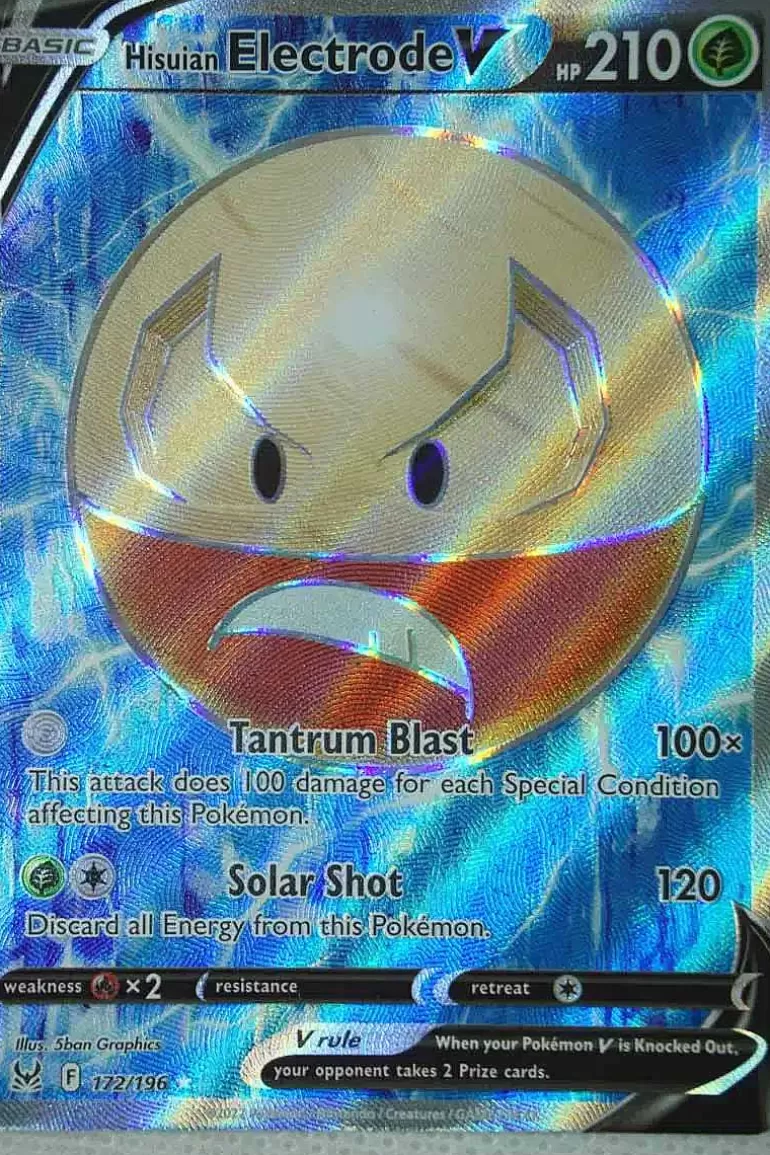 Pocket Monster Pokémon Kort-Hisuian Electrode V 172/196 Full Art