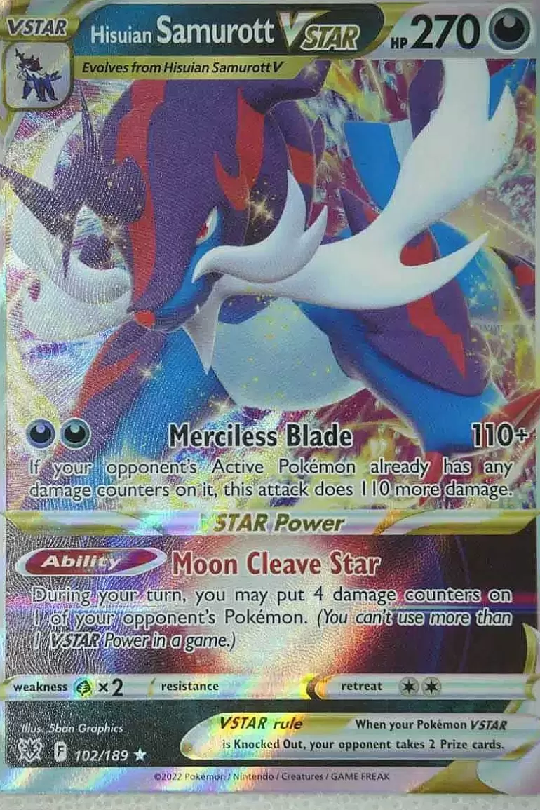 Pocket Monster Pokémon Kort-Hisuian Samurott Vstar 102/189