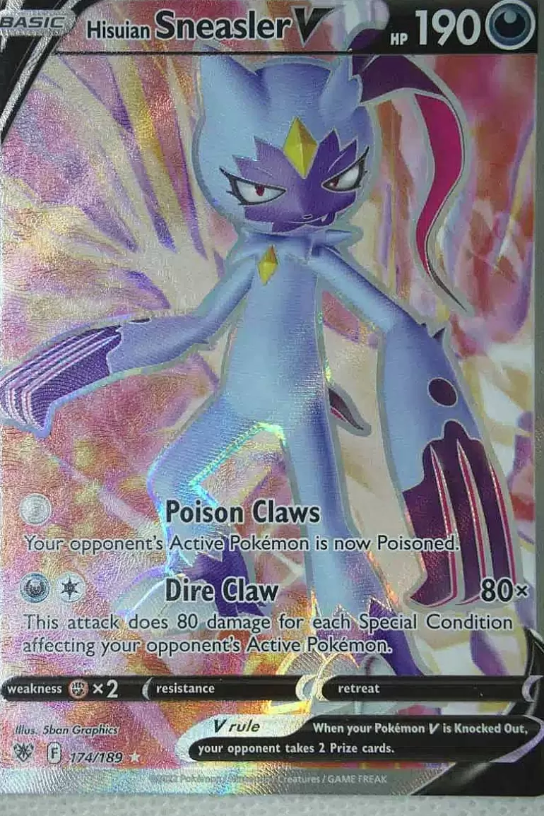 Pocket Monster Pokémon Kort-Hisuian Sneasler V 174/189 Full Art