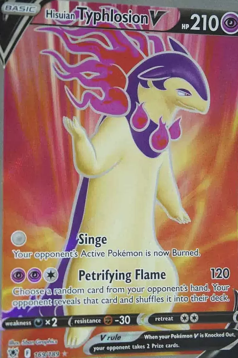 Pocket Monster Pokémon Kort-Hisuian Typhlosion V 169/189 Full Art
