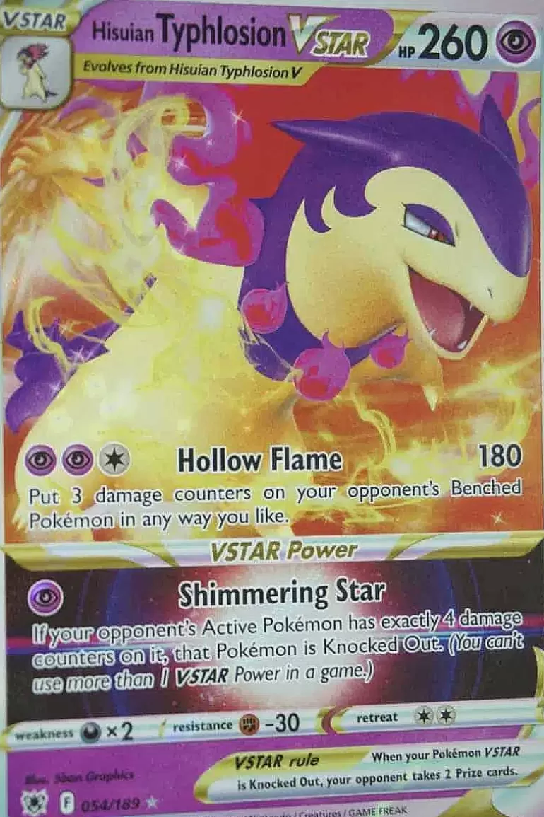 Pocket Monster Pokémon Kort-Hisuian Typhlosion Vstar 054/189