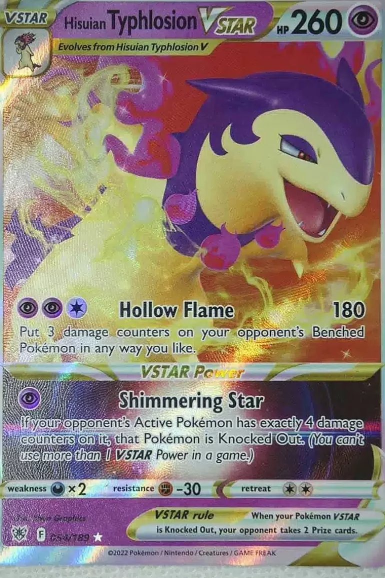 Pocket Monster Pokémon Kort-Hisuian Typhlosion Vstar 054/189