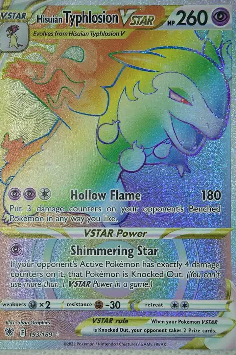 Pocket Monster Pokémon Kort-Hisuian Typhlosion Vstar 193/189 Hyper Rare