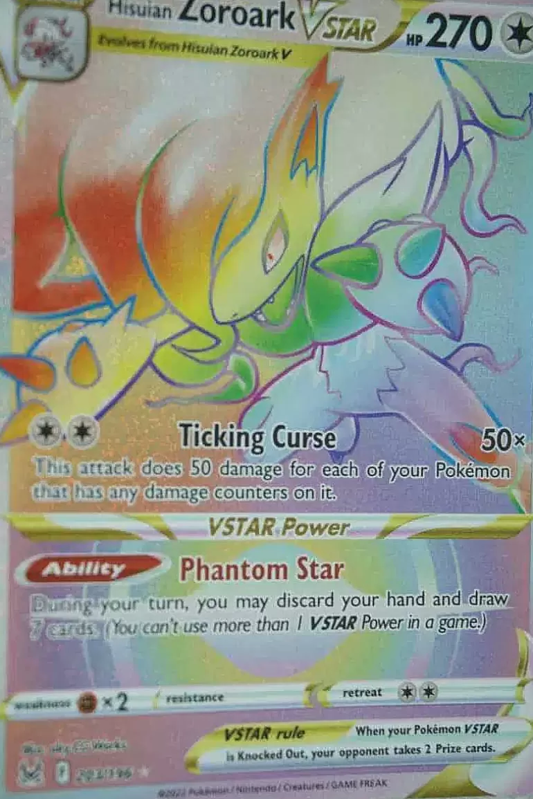 Pocket Monster Pokémon Kort-Hisuian Zoroark Vstar 203/196 Hyper Rare
