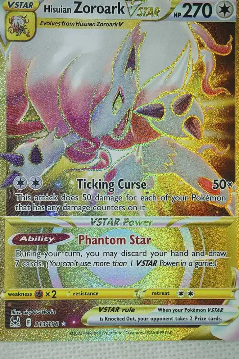Pocket Monster Pokémon Kort-Hisuian Zoroark Vstar 213/196 Secret Rare
