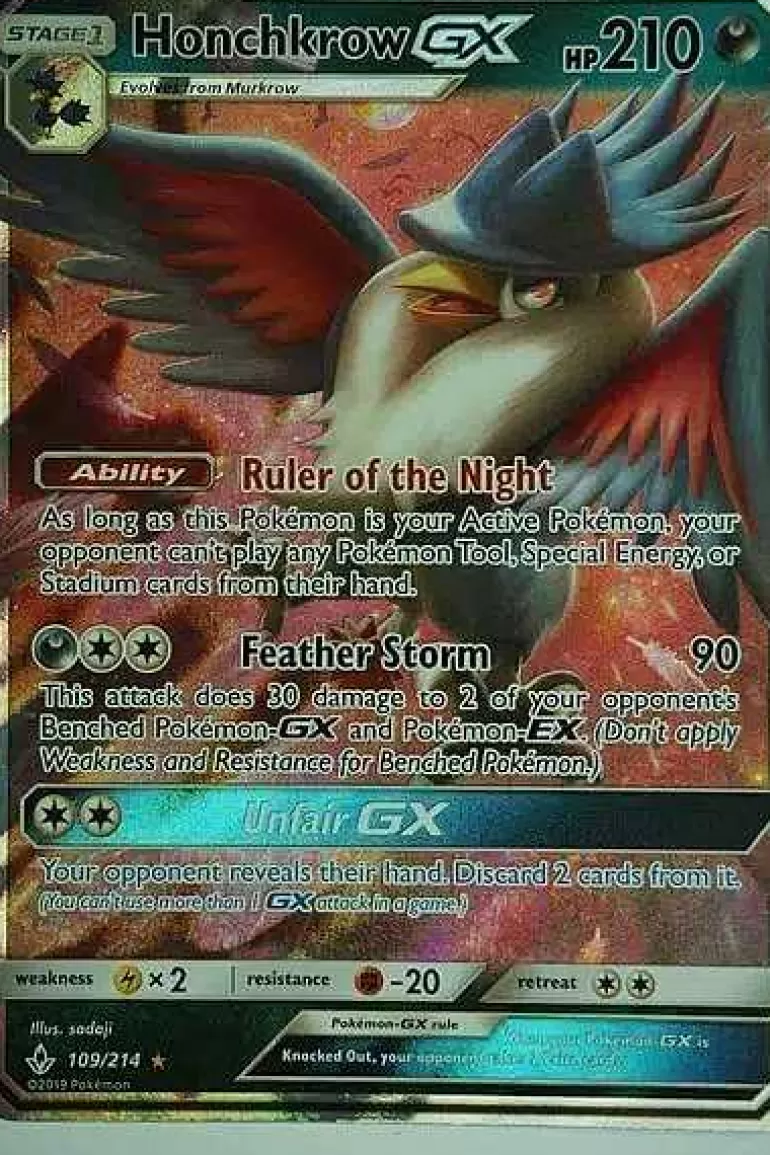 Pocket Monster Pokémon Kort-Honchkrow Gx 109/214
