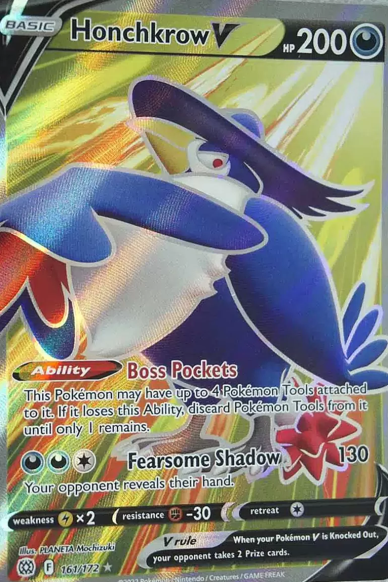 Pocket Monster Pokémon Kort-Honchkrow V 161/172 Full Art
