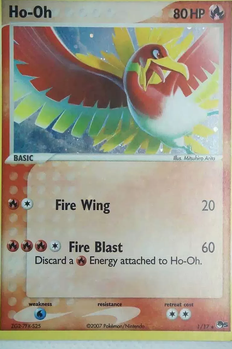 Pocket Monster Pokémon Kort-Ho-Oh 1/17 Holo Rare Meget Lidt Brugt.