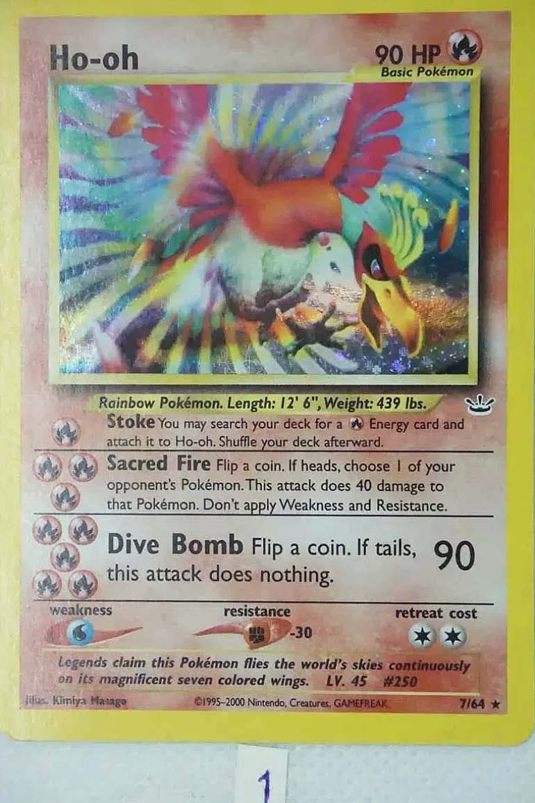 Pocket Monster Pokémon Kort-Ho-Oh 7/64 Holo Rare 1