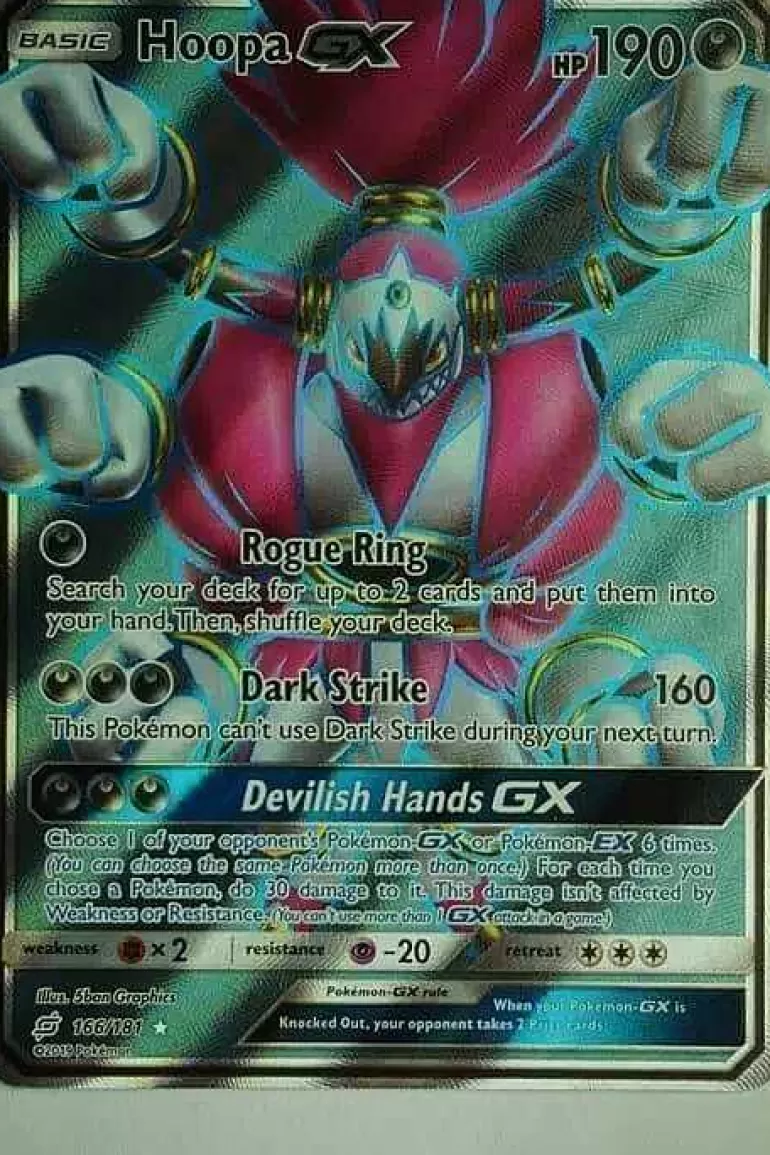 Pocket Monster Pokémon Kort-Hoopa Gx 166/181 Full Art