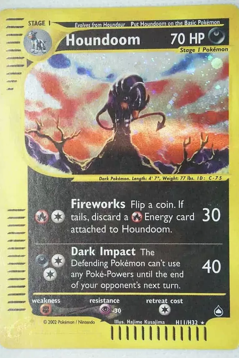 Pocket Monster Pokémon Kort-Houndoom H11/H32 Holo Rare Brugt