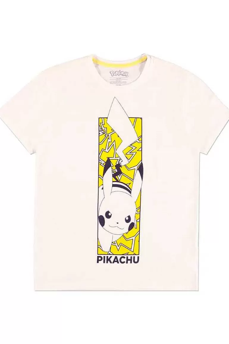 Pocket Monster Pokémon Til Børneværelset-Hvid Pikachu I Angreb T Shirt Small