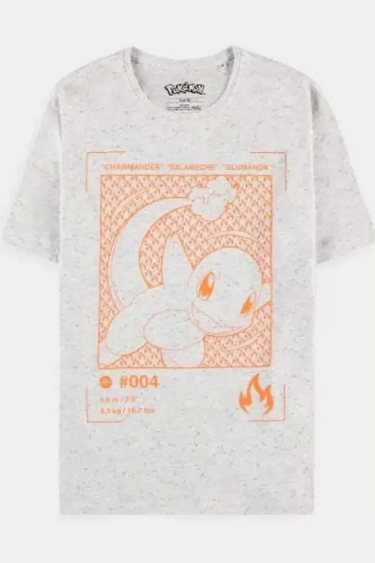 Pocket Monster Pokémon Til Børneværelset-Hvid T Shirt Med Chamander I Rod Small