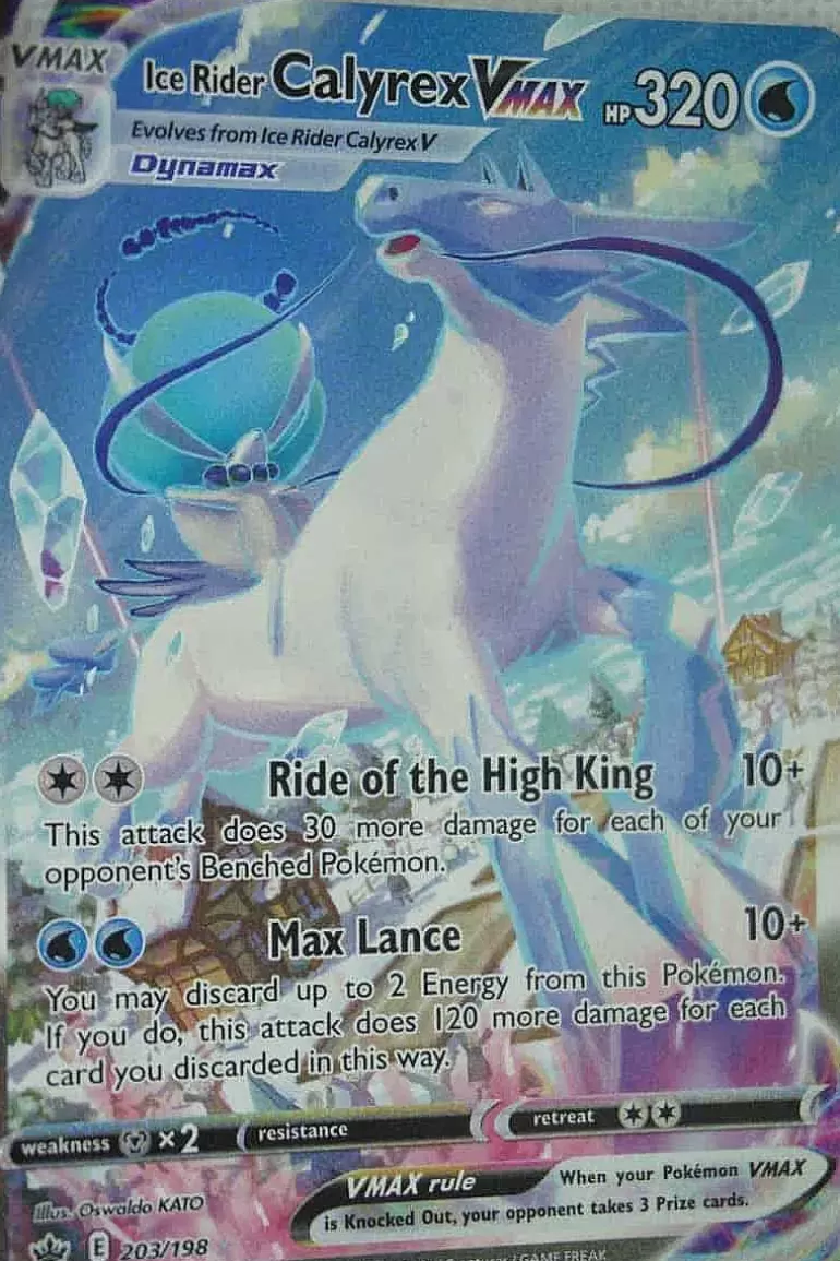 Pocket Monster Pokémon Kort-Ice Rider Calyrex Vmax 203/198 Secret Rare