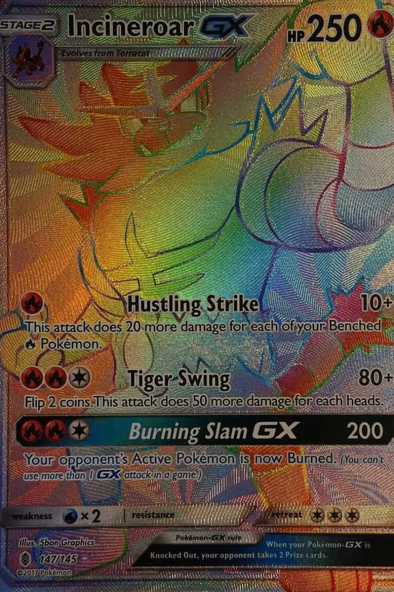 Pocket Monster Pokémon Kort-Incineroar Gx 147/145 Hyper Rare