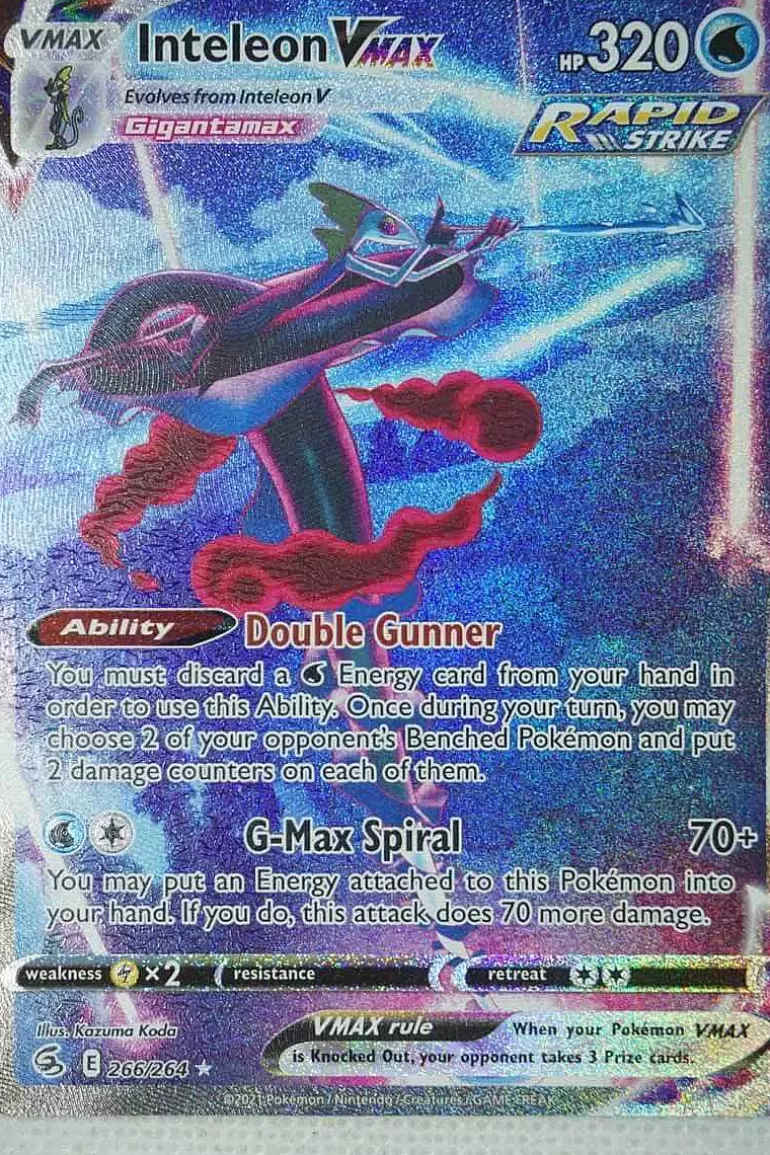 Pocket Monster Pokémon Kort-Inteleon Vmax 266/264 Alternate Art Secret Rare
