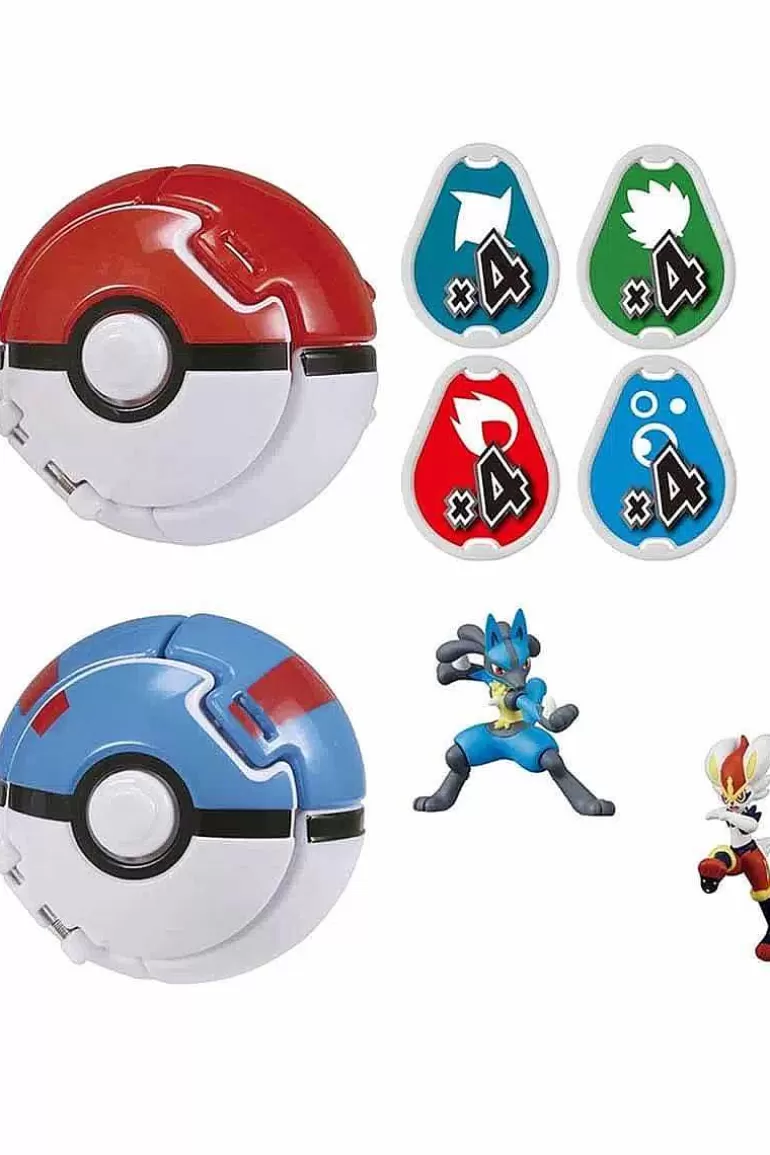 Pocket Monster Pokémon Figurer-Japansk Lucario Med Poke Ball & Cinderace Med Great Ball