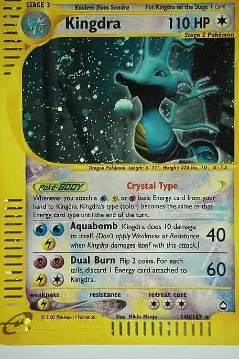 Pocket Monster Pokémon Kort-Kingdra 148/147 Holo Rare