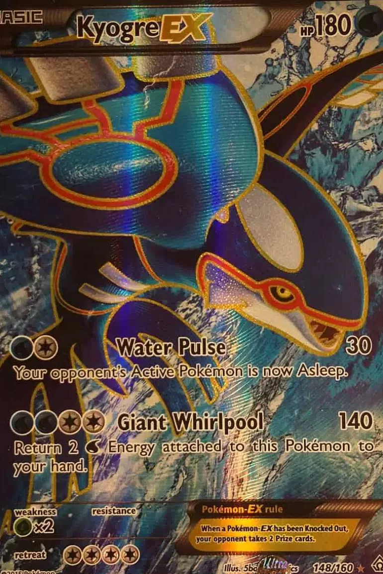 Pocket Monster Pokémon Kort-Kyogre Ex 148/160 Full Art