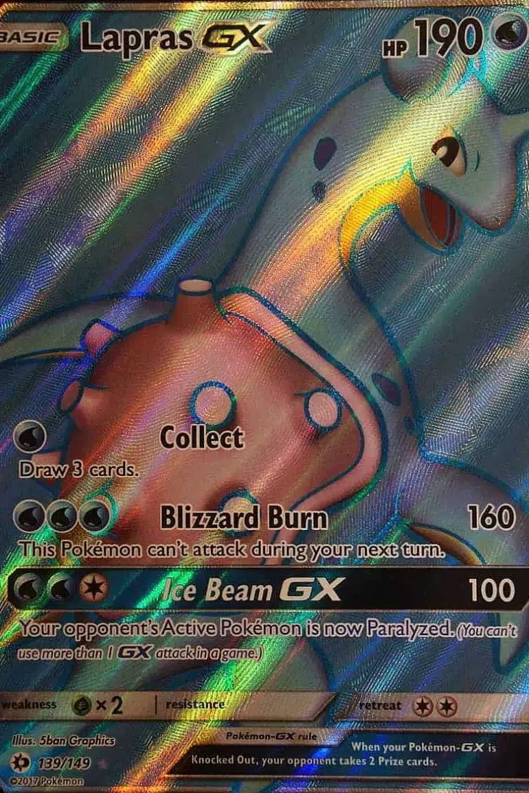Pocket Monster Pokémon Kort-Lapras Gx 139/149 Full Art
