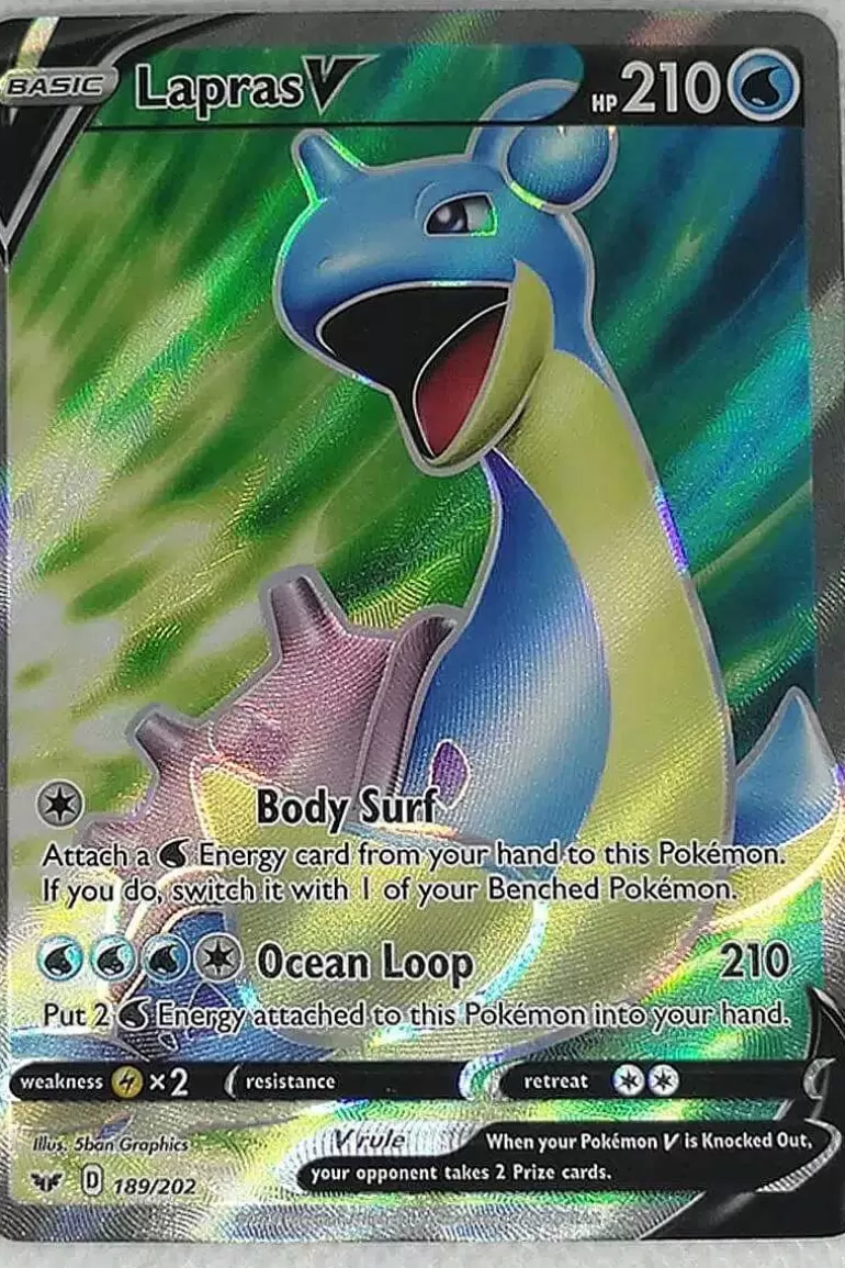 Pocket Monster Pokémon Kort-Lapras V 189/202 Full Art