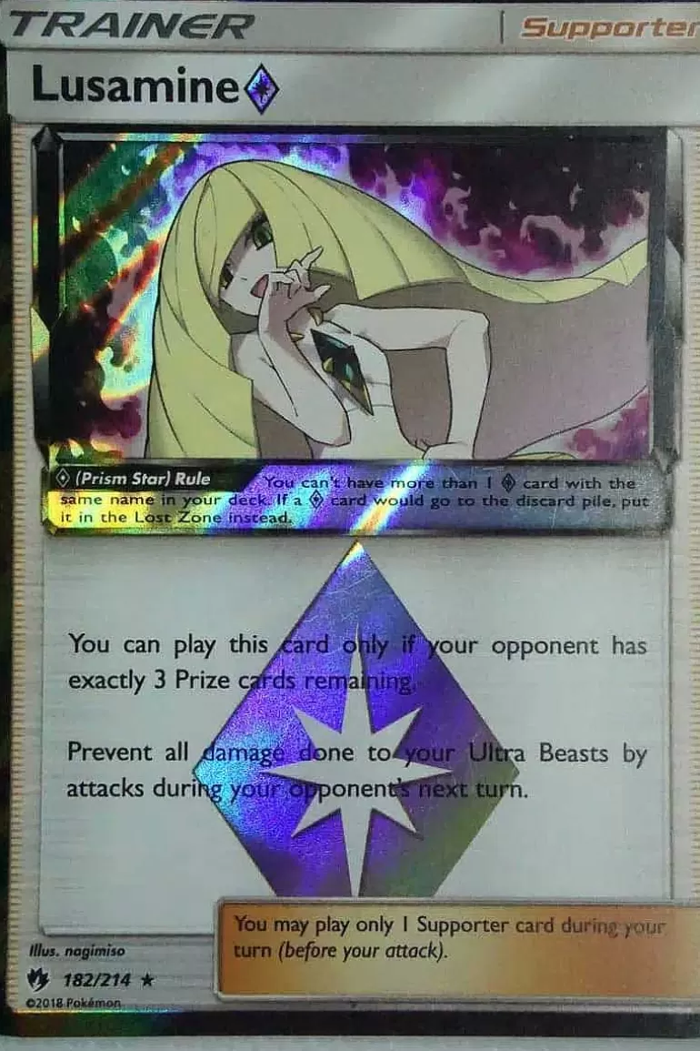 Pocket Monster Pokémon Kort-Lusamine Prism Star 182/214 Holo Rare