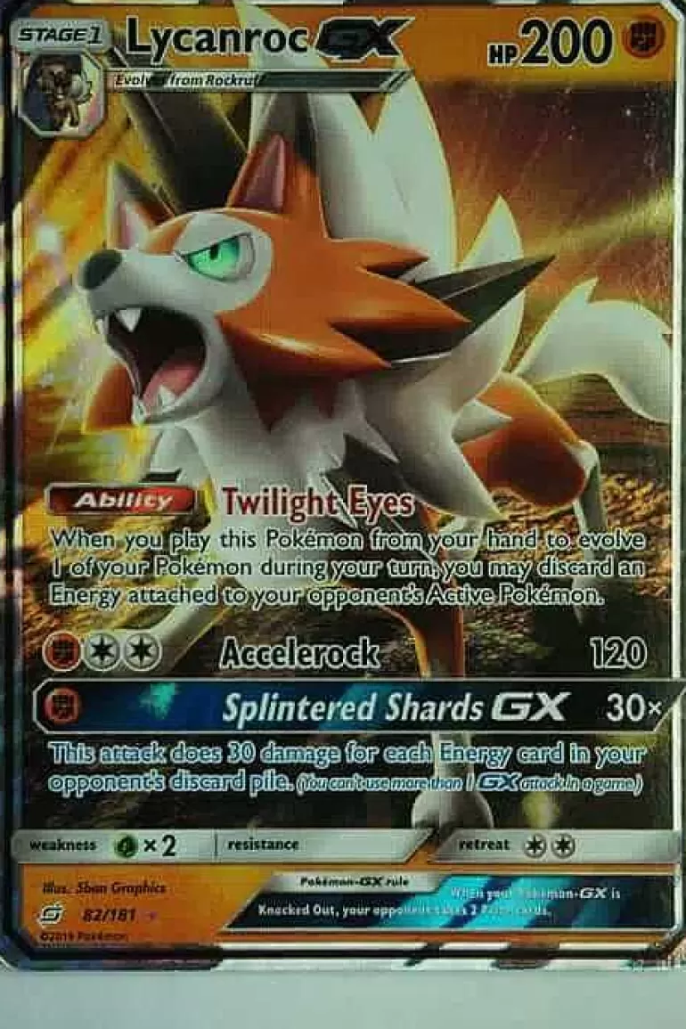 Pocket Monster Pokémon Kort-Lycanroc Gx 82/181