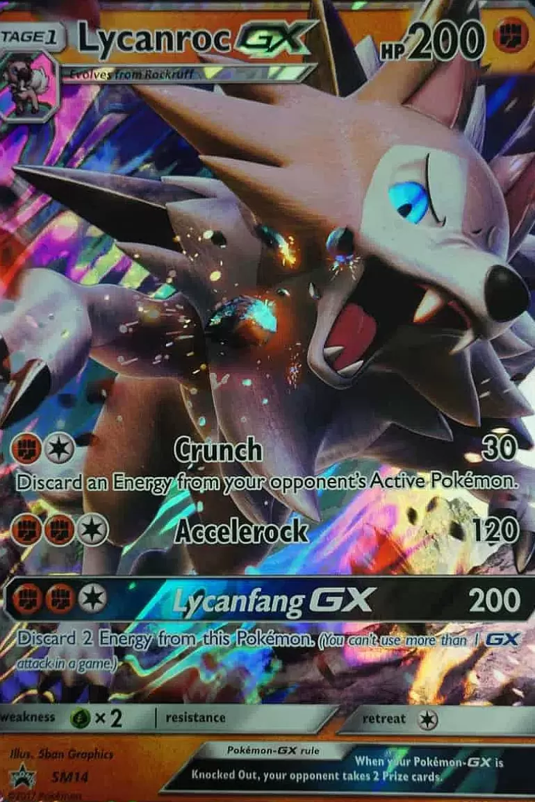 Pocket Monster Pokémon Kort-Lycanroc Gx Sm14 Stor